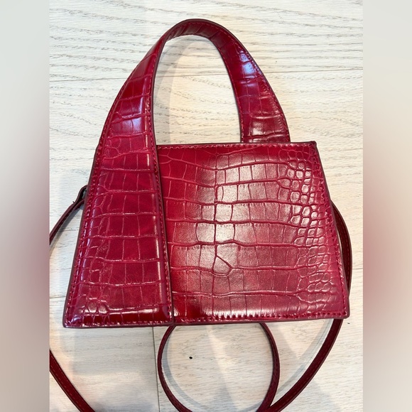 Zara Croc City Bag Small Purse Shoulder Bag Clutch Petite Red Ref 6092/010 - Picture 9 of 13